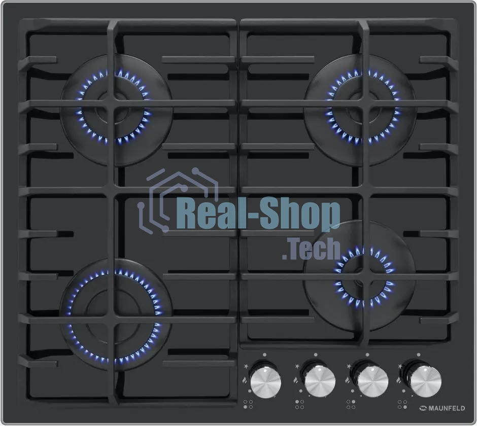 Газовая варочная панель Maunfeld EGHG.64.6CB/G, 4 конфорки, закаленное стекло, черный