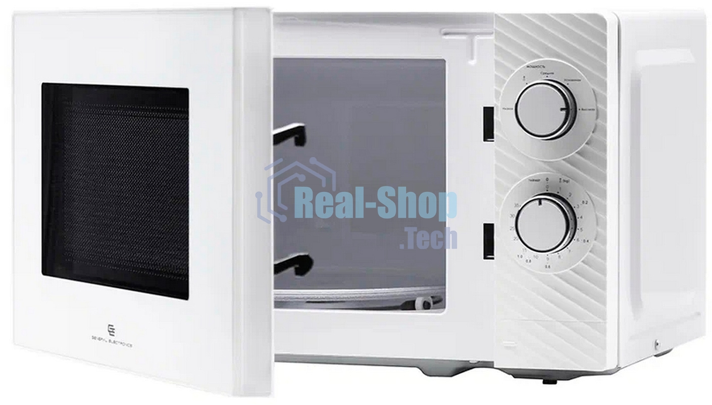 Микроволновая печь General Electronics GE MS120W белая, 20 л, 700 Вт, переключатели — поворотный механизм
