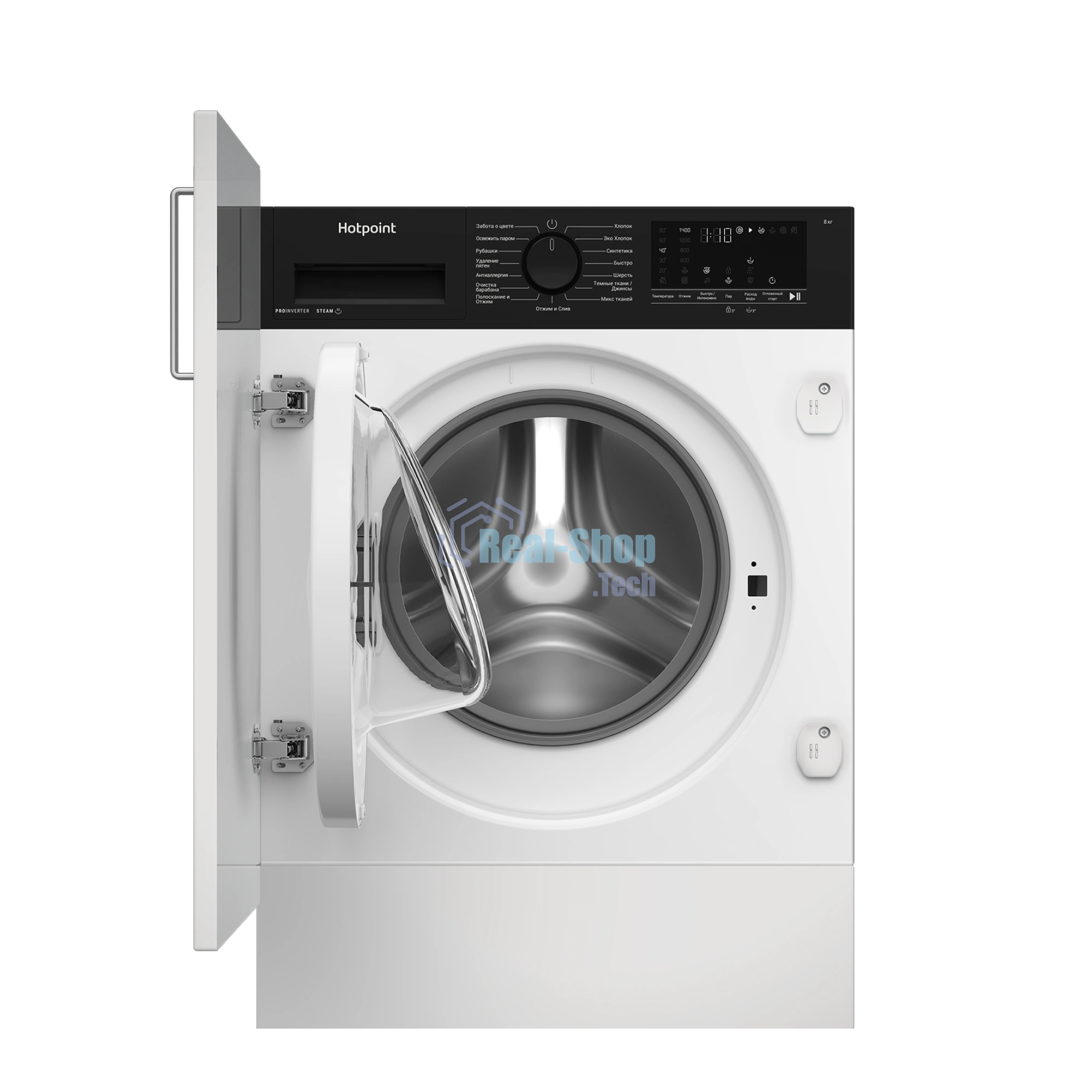 Стиральная машина встраиваемая Hotpoint WBIH 8490 VWB белый, загрузка фронтальная 8 кг, 1400 об/мин, класс А