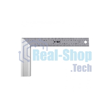 Угольник Denzel стальной, нержавеющая сталь, градуировка, алюминиевое основание, 300 мм