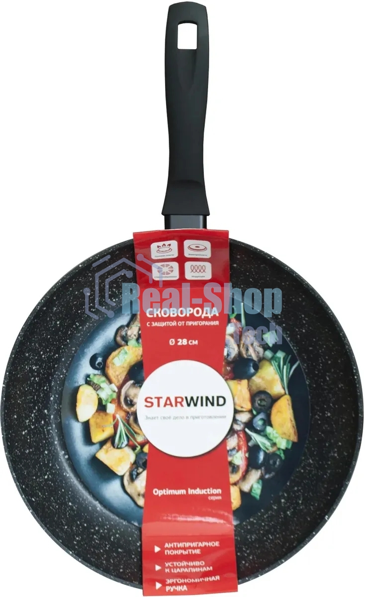 Сковорода Starwind Optimum induction SW-OPI2028 круглая 28 см, покрытие: Skandia X-treme ручка несъемная (без крышки) черный