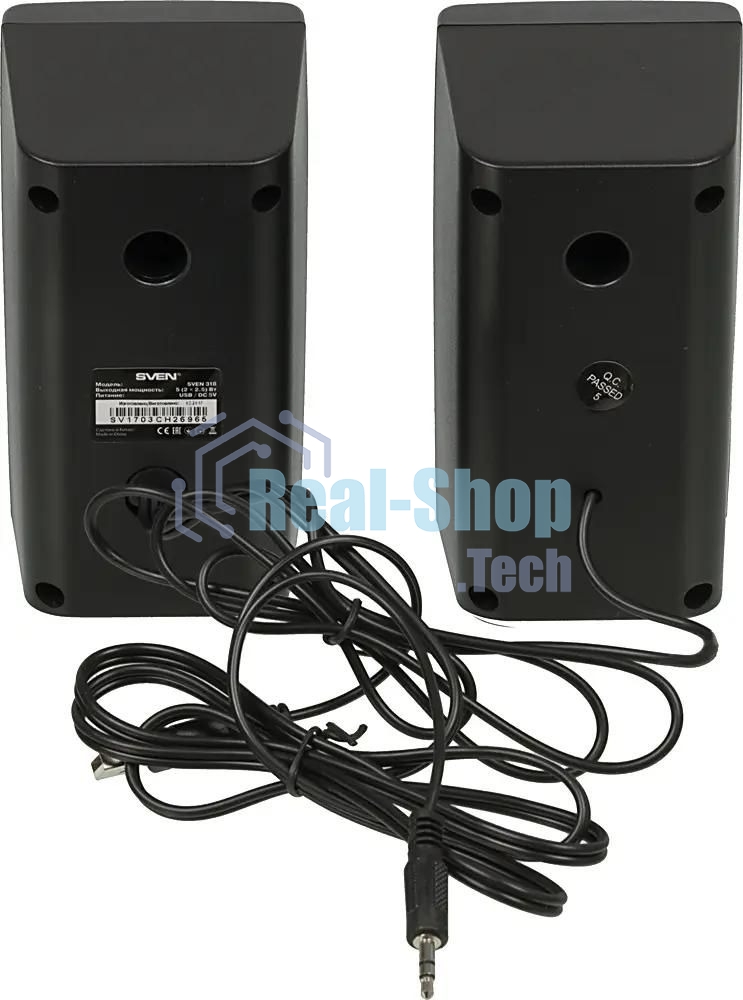 Колонки SVEN 318 черный USB-порт ПК, ноутбука или адаптер 5V DC