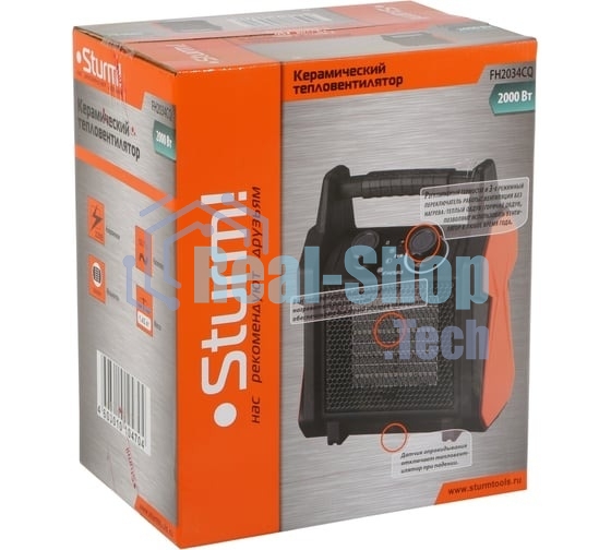 Тепловентилятор Sturm! FH2034CQ, черный/оранжевый, 2000 Вт, 20 м2, термостат