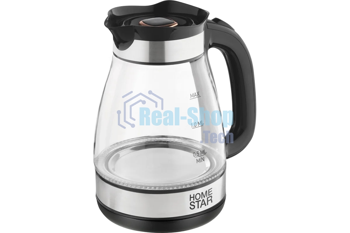 Чайник электрический HOMESTAR HS-1044 1,8 л,стекло,пластик,черный