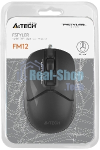 Мышь проводная A4Tech Fstyler FM12S черный, 1200 dpi, USB, кнопки - 3