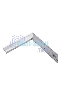 Угольник Denzel стальной, нержавеющая сталь, градуировка, алюминиевое основание, 400 мм