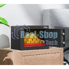 Сейф Deli ET510 230x 170x 170 мм, ключевой, электронный, черный/серебристый