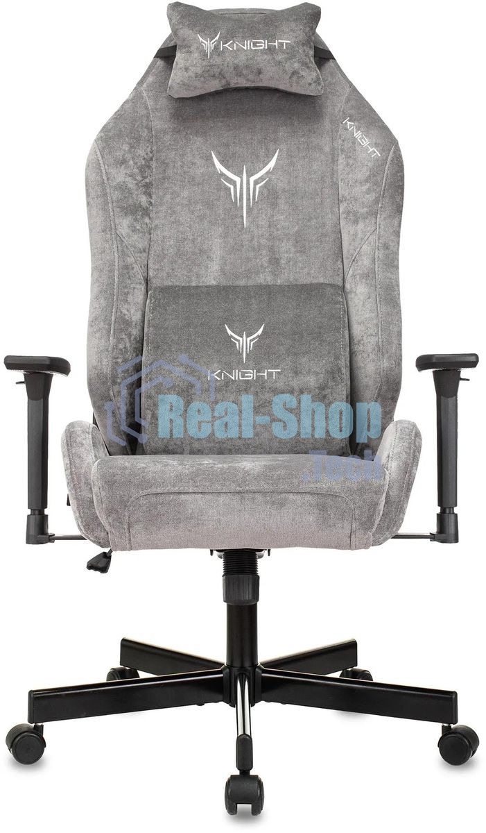 Кресло игровое Бюрократ Knight N1 Fabric серый Light-19 с подголов. крестовина металл