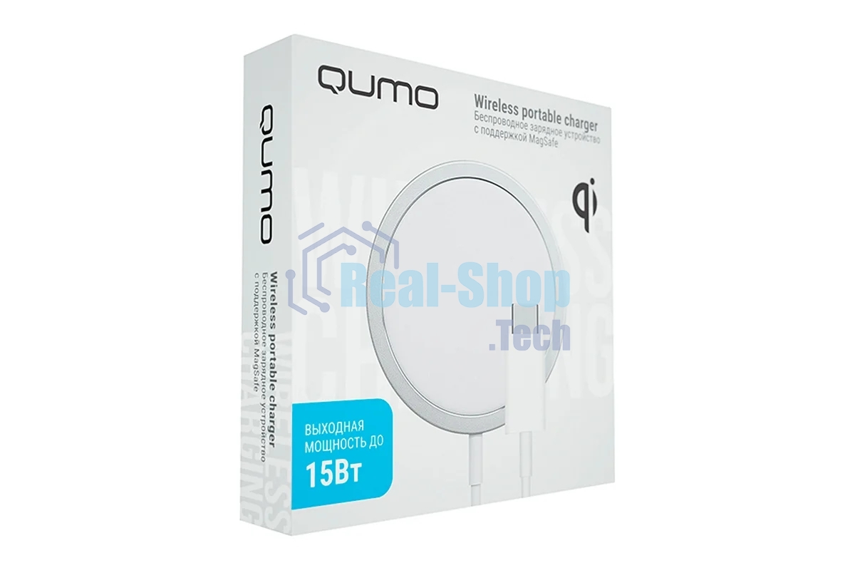 Беспроводное сетевое зарядное устройство Qumo Qi15w (Charger 0046) c поддержкой MagSafe для iPhone