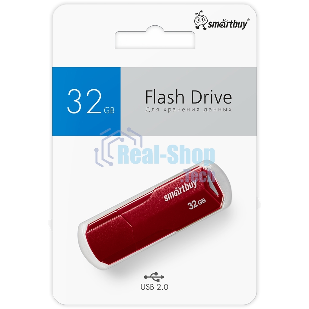 Флешка USB SmartBuy CLUE Burgundy (SB32GbCLU-BG), 32Gb, USB 3.1, R/W 40/25, красный