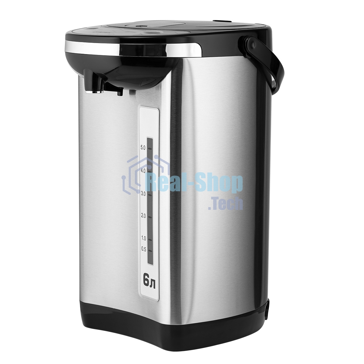 Термопот Centek CT-1084 сталь, 6.0 л, 750 Вт, 2 способа подачи воды, двойная защита от перегрева