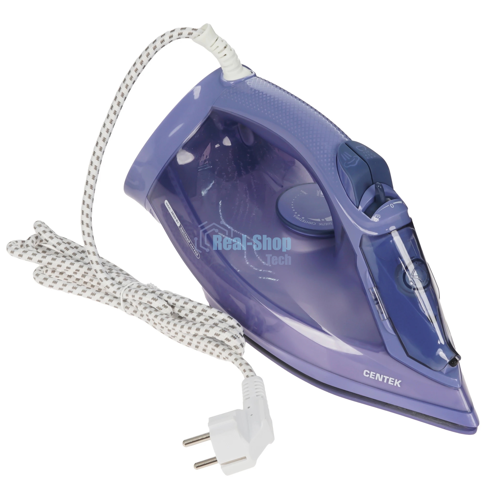 Утюг Centek CT-3300 фиолетовый, 2800 Вт, 60 г/мин, 190 г/мин, 600 мл