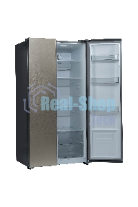 Холодильник Бирюса SBS 541 TGG текстурированное бежевое стекло двухкамерный 343/198 л морозилка слева, NoFrost, Side-by-side