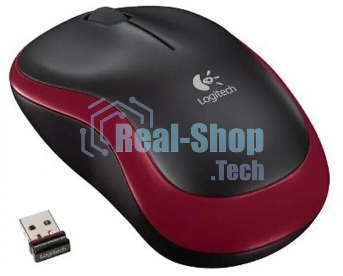 Мышь беспроводная Logitech M186 черный/красный, 1000 dpi, радиоканал, USB, кнопки - 3