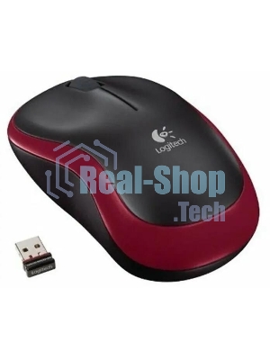 Мышь беспроводная Logitech M186 черный/красный, 1000 dpi, радиоканал, USB, кнопки - 3