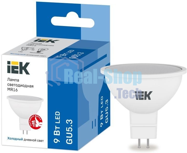 Лампа светодиодная IEK LLE-MR16-9-230-65-GU5 MR16 софит 9Вт 230В 6500К GU5.3