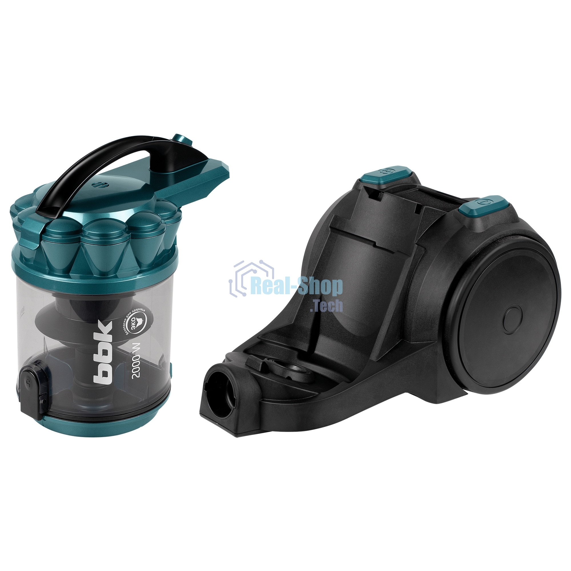 Пылесос BBK BV1505 черный/изумрудный, 350/2000 Вт, уборка сухая, пылесборник контейнер 2 л