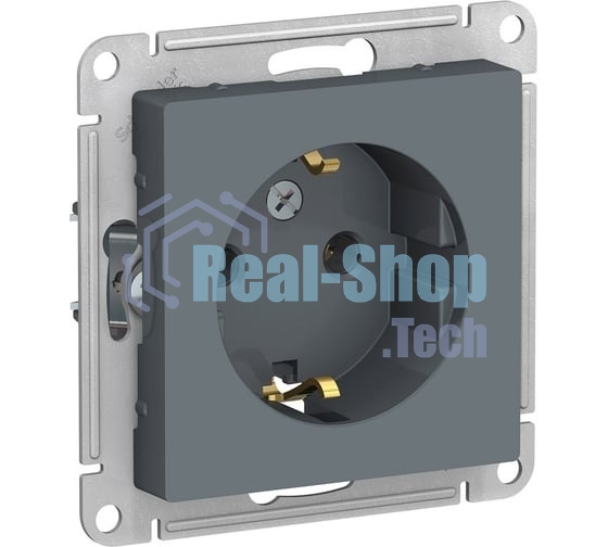 Механизм розетки 1-м СП AtlasDesign 16А IP20 с заземл. грифель