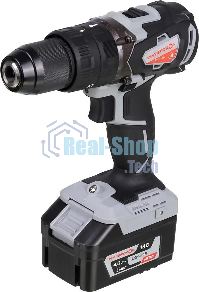 Дрель-шуруповерт аккумуляторная ИНТЕРСКОЛ ДАУ-13/18В, Аккумуляторный, 18В, Ударный, Кейс