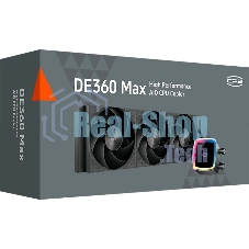 Система охлаждения Water Cooling System PCCooler DE360 MAX BK (300W, 360мм, Black, ARGB Pump, Fans: 3x120мм, 66CFM, 34.3dBA, 2200RPM/Pump height 54мм, 15dBA, 2600RPM, Rad thickness 27мм/S: 1851, 1700, 1200, 115X, AM5, AM4, AM3)