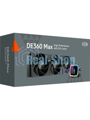 Система охлаждения Water Cooling System PCCooler DE360 MAX BK (300W, 360мм, Black, ARGB Pump, Fans: 3x120мм, 66CFM, 34.3dBA, 2200RPM/Pump height 54мм, 15dBA, 2600RPM, Rad thickness 27мм/S: 1851, 1700, 1200, 115X, AM5, AM4, AM3)