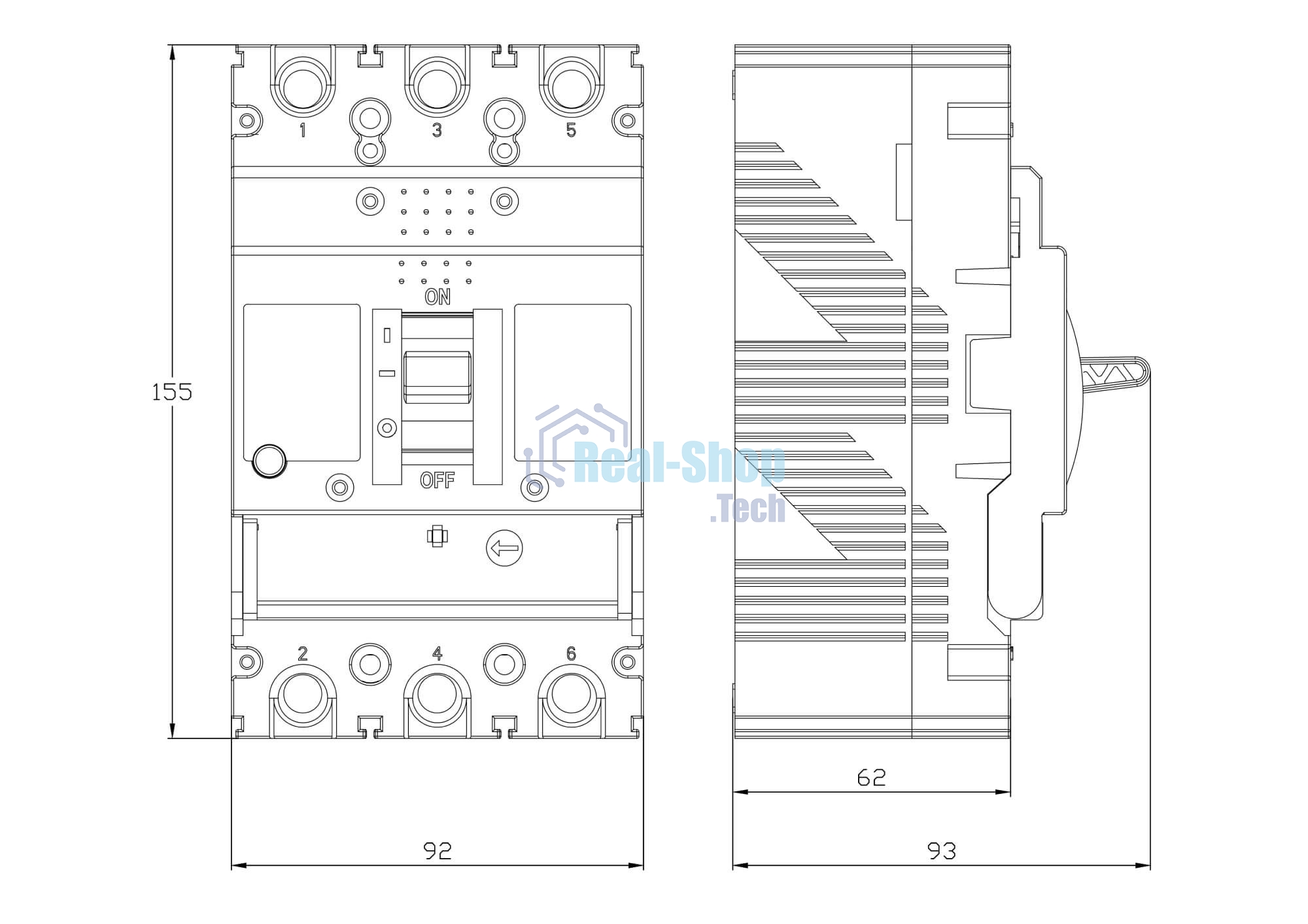Выключатель автоматический MGS160 3P 128-160A 25kA YON MGS160M-3TAMF0160