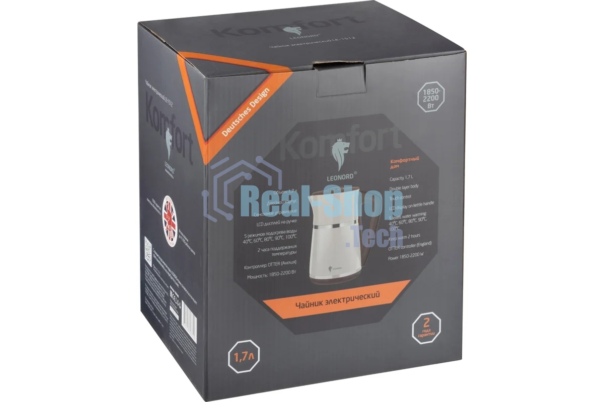 Чайник электрический LEONORD LE-1512 1,7 л, 2200 Вт, бежевый