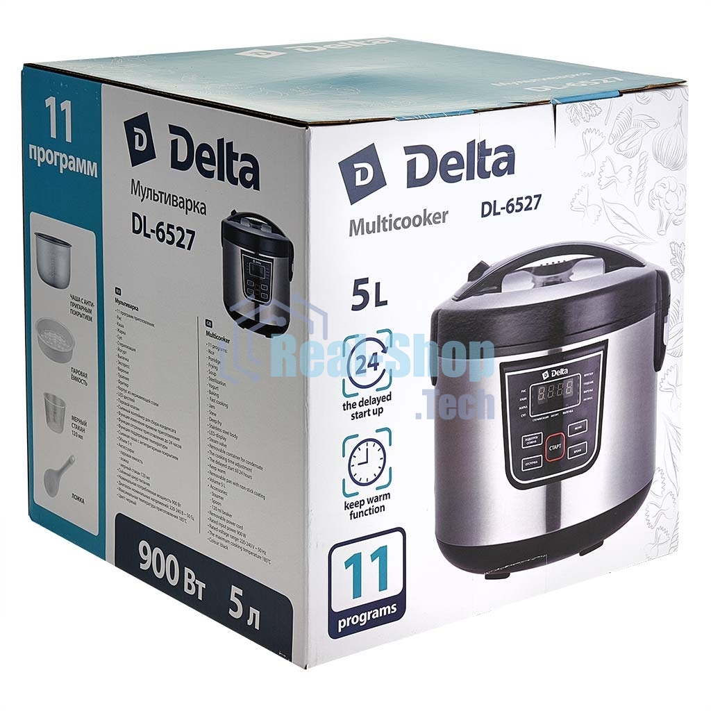 Мультиварка DELTA DL-6527 черная: 900 Вт,5л, 11 ПРОГРАММ (4)