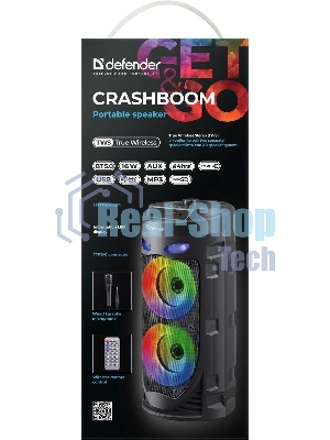 Портативная колонка Defender 16W черный CRASHBOOM
