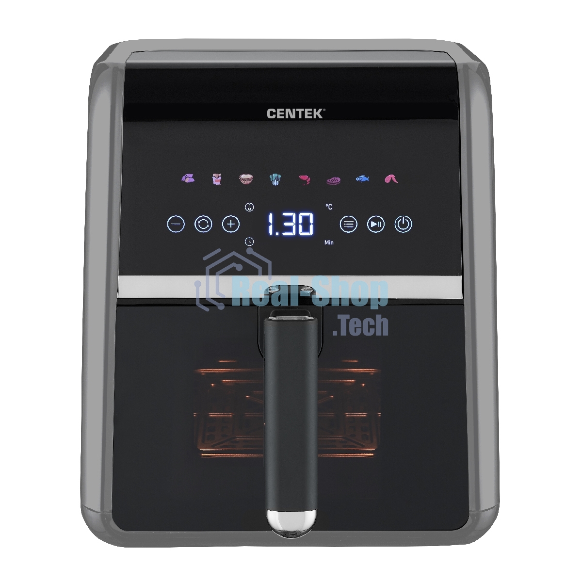 Аэрогриль Centek CT-3189 серый, 1500 Вт, 5 л, сенсор, 8 программ