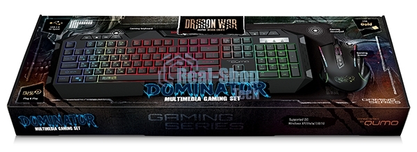 Игровой комплект Qumo Dominator K66/M83, кл-ра проводная, 104+8 клавиш, подсветка радужная, мышь проводная, оптическая, 4 цвета, 1200/1600/2400/3200 dpi