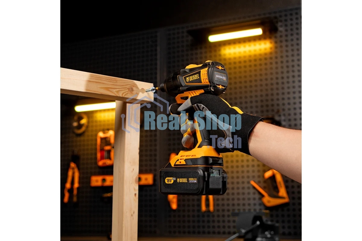 Винтоверт ударный аккумуляторный бесщет Denzel CID-IB-200 18В Li-Ion