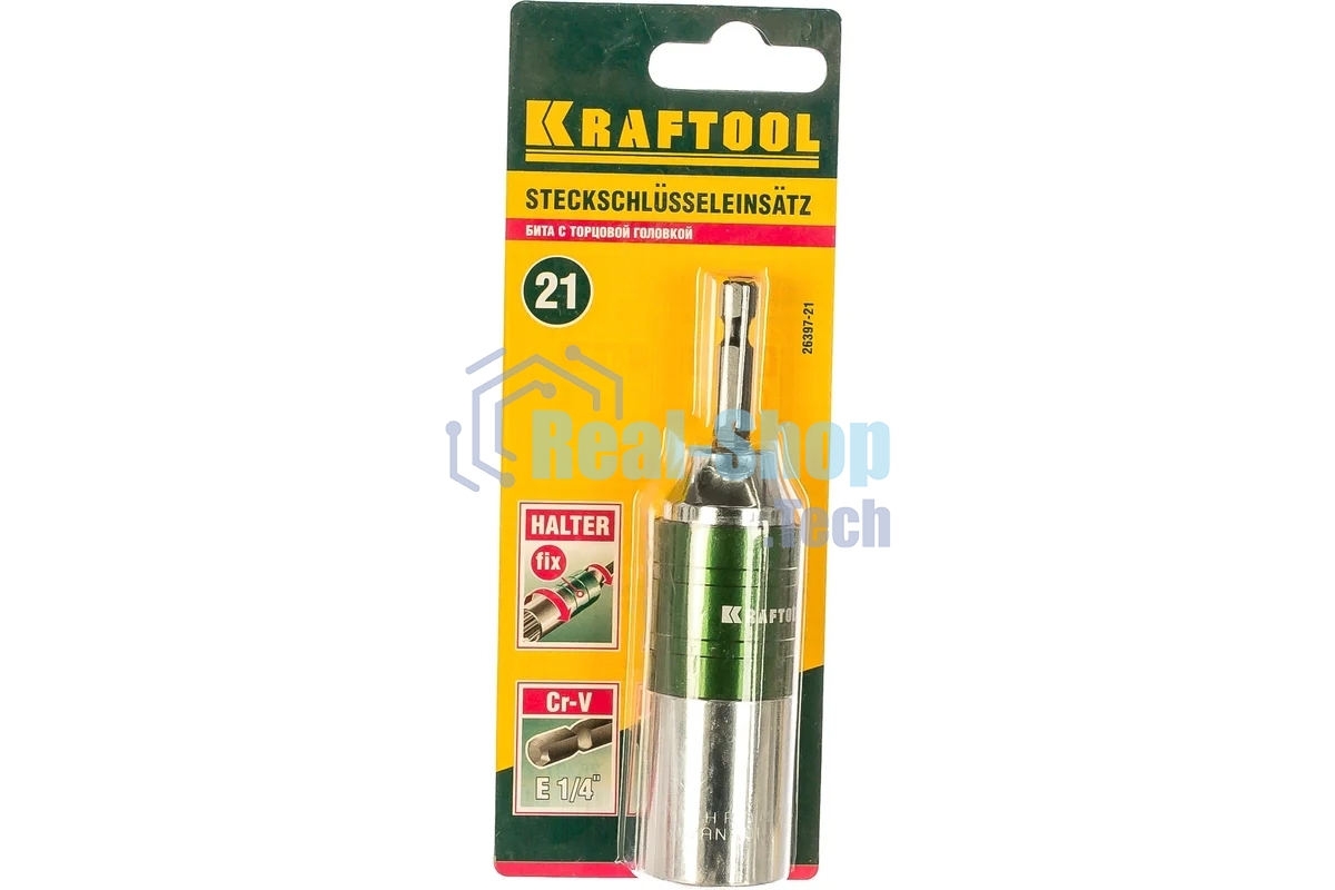 Головка KRAFTOOL EXPERT 26397-21 Cr-V E 1/4'' 21мм