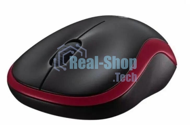 Мышь беспроводная Logitech M186 черный/красный, 1000 dpi, радиоканал, USB, кнопки - 3