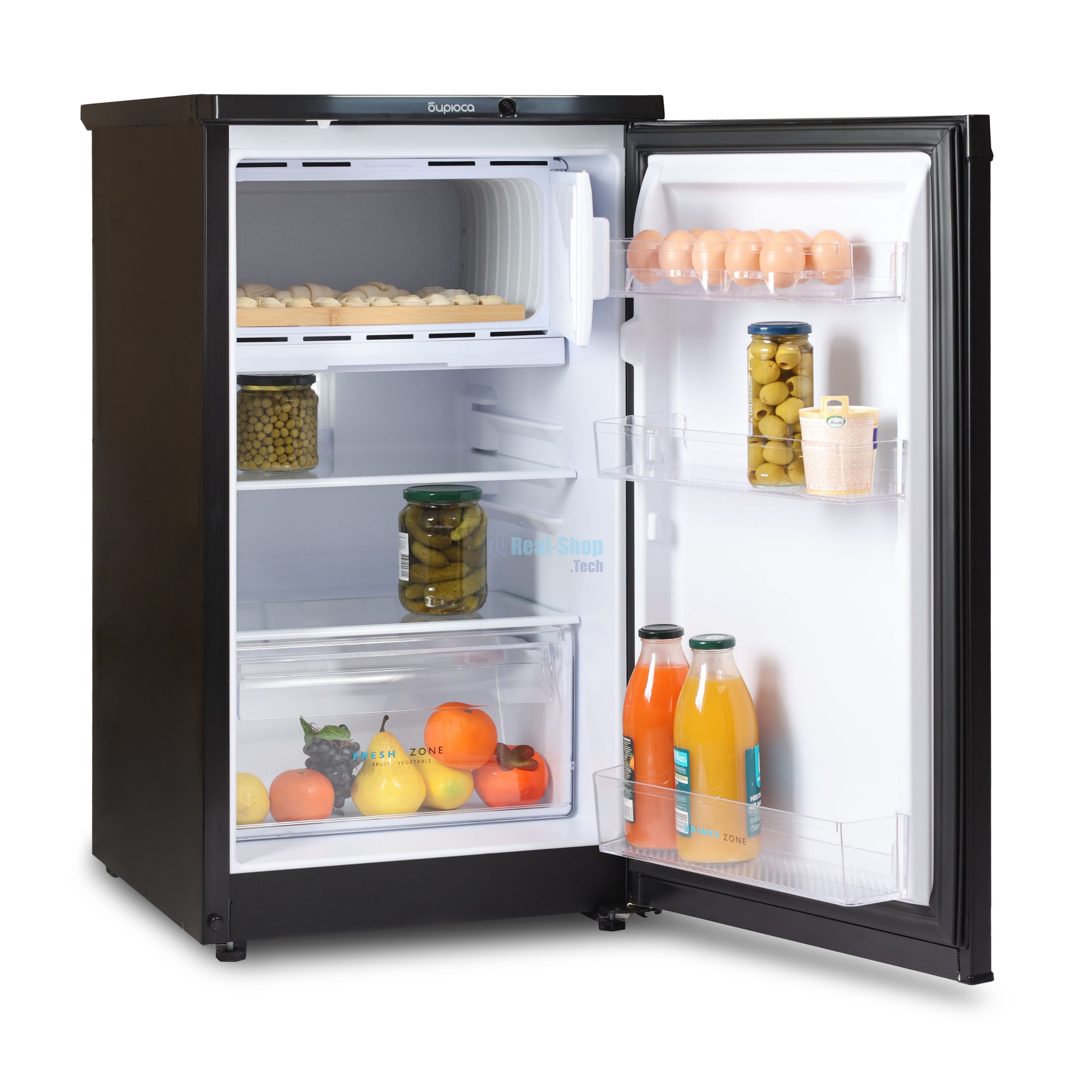 Холодильник Бирюса B408 черный однокамерный 88/27л морозилка сверху