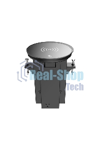 Лючок врезной в стол Wize Pro WRTS-RRSX-B моторизованная крышка с беспроводной QI зарядкой, розетка 220В -1 шт, 4 отверстия keystone для модулей WRTS-RR, черный