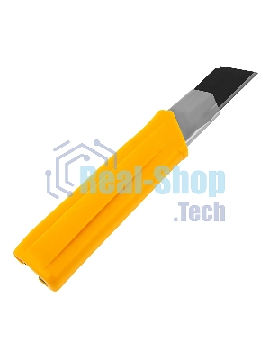 Нож Denzel 25 мм, сменное лезвие, SK4, корпус из TPR, метал. направляющая, винтовой фиксатор