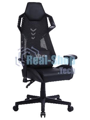 Кресло игровое Cactus CS-CHR-090BL черный, сиденье черный, эко.кожа, крестовина пластик, пластик черный