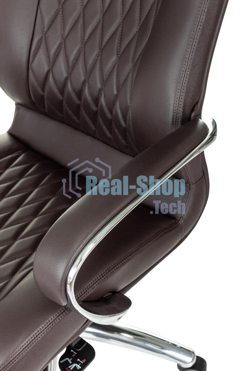 Кресло руководителя Бюрократ AURA/BROWN коричневый, кожа, крестовина алюминий