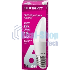 Лампа светодиодная ОНЛАЙТ 71631 OLL-C37-6-230-4K-E27-FR 6Вт свеча 4000К белый E27 470лм 176-264В