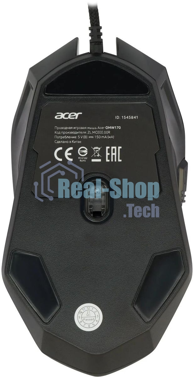 Мышь проводная Acer OMW170 черный, 3200 dpi, USB, кнопки - 6