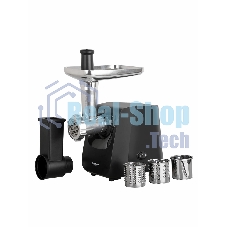 Мясорубка электрическая Endever Sigma-116 черный, 2600 Вт, 2.0 кг/мин, реверс, защита от перегрузки, металлический лоток, насадки - 5
