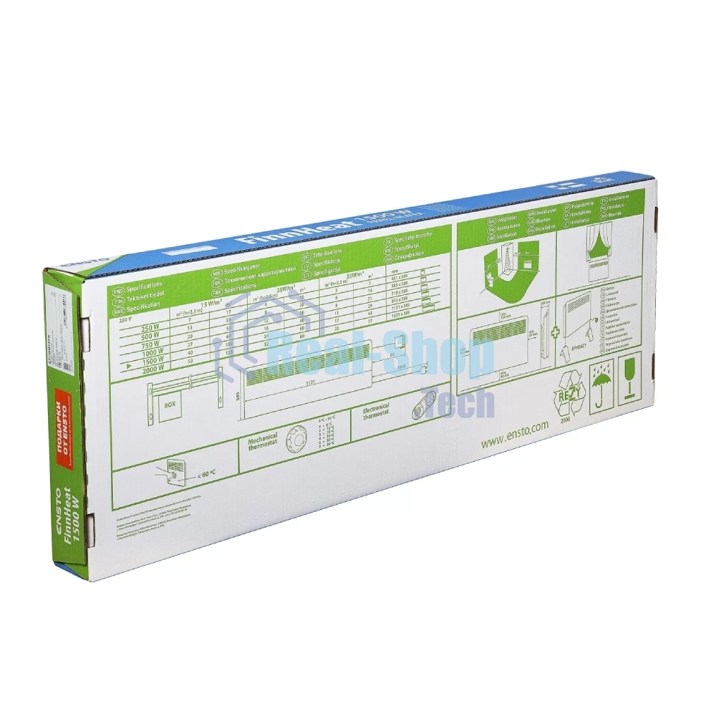 Конвектор ENSTO Lammitin EPHLM15PR белый, 1500 Вт, 24 м2, термостат