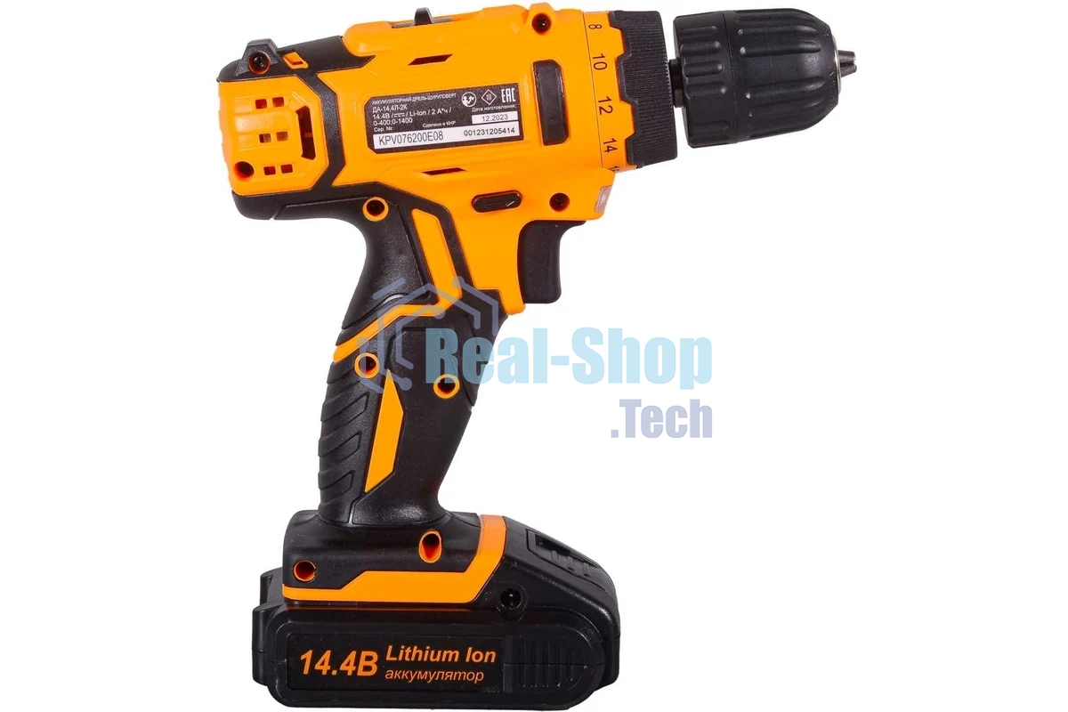 Дрель-шуруповерт аккумуляторная Вихрь ДА-14,4Л-2К 72/14/8, Аккумуляторная, 14,4В, 2 АКБ, Кейс