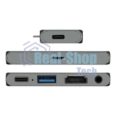 USB-концентратор 5-в-1 ExeGate DUB-31C/PD/HA (кабель-адаптер USB Type-C --> 1xUSB3.0 + Type-C DATA (480Mb/s) + PD 100W + HDMI 4K@30Hz + Audio, Plug&Play, подходит для iPad Pro и мобильных телефонов, серый)