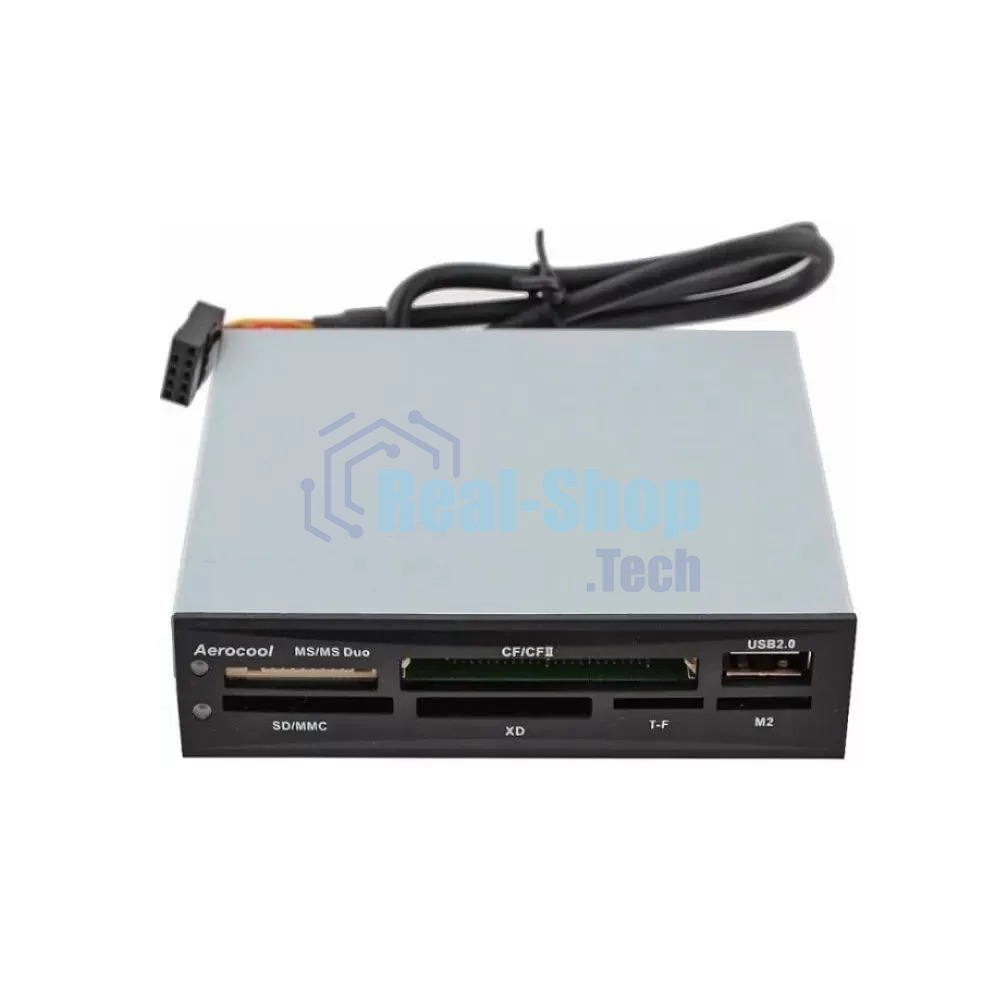 Карт-ридер внутренний AeroCool АТ-981/черный/CF/CF II/MMC/SD/MS/MS Duo/XD/T-F/M2/USB 2.0/сталь