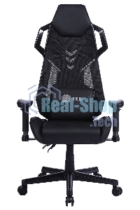 Кресло игровое Cactus CS-CHR-090BL черный, сиденье черный, эко.кожа, крестовина пластик, пластик черный