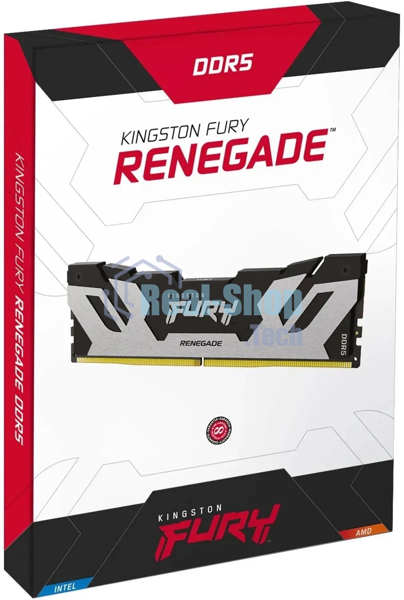 Оперативная память Kingston Fury Renegade, DDR5, 32Gb (1x32GB), 6400MHz, CL32, DIMM, радиатор, серебристый/черный