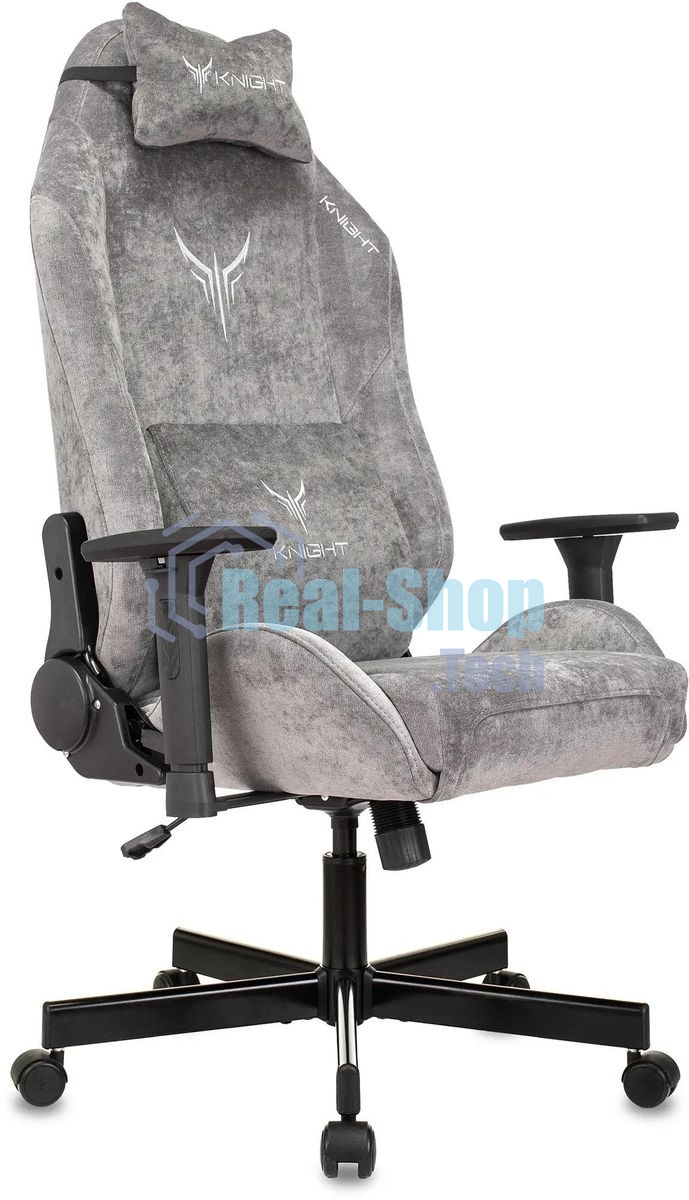 Кресло игровое Бюрократ Knight N1 Fabric серый Light-19 с подголов. крестовина металл
