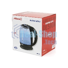 Чайник электрический Atlanta, ATH-2532 черн, стекло Стекло, 1,7л, 2200Вт, ЦИФРОВОЙ КОНТРОЛЛЕР ТЕМПЕРАТУРЫ НА РУЧКЕ, черный, температурная иллюминация, защита от перегрева без воды.